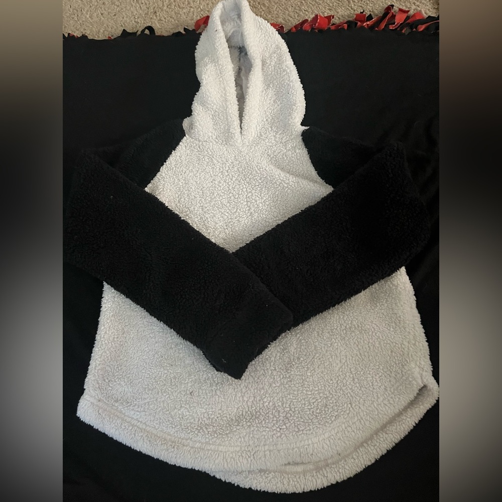 Black and white panda hoodie with ears